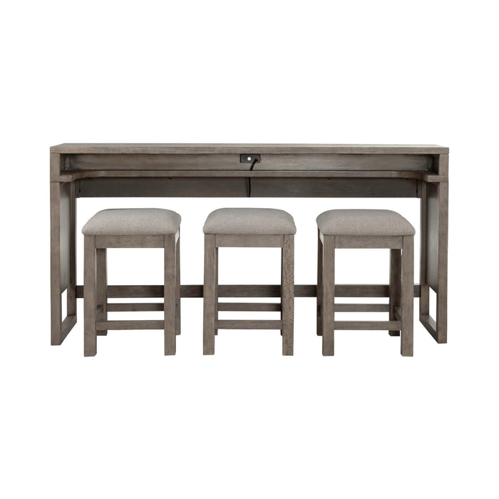 Bartlett Field - 4 Piece Living Room Set (Console Bar Table & 3 Console Stools) - Gray